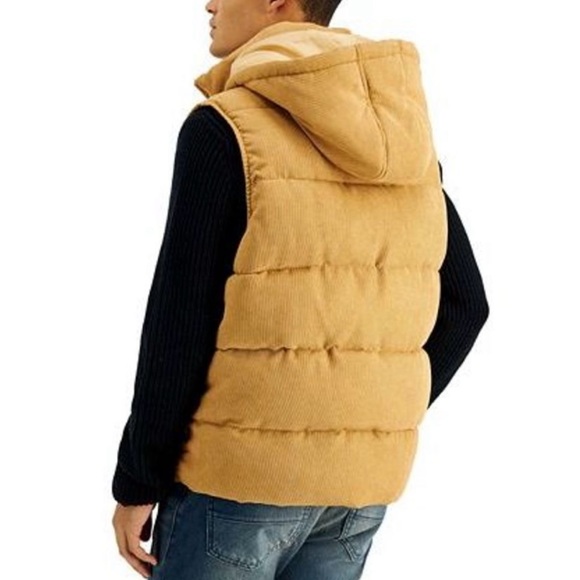 Sean John Men's Corduroy Hooded Utility Puffer Vest Size M - Picture 2 of 3